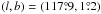 Mathematical equation: \hbox{$(l, b) = (117\fdg9, 1\fdg2)$}