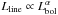Mathematical equation: \hbox{$L_{\rm line} \propto L_{\rm bol}^{\alpha}$}