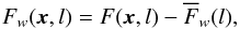 Mathematical equation: \begin{equation} F_w(\vec{x},l) = F(\vec{x},l) - \overline{F}_w(l), \end{equation}
