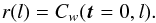 Mathematical equation: \begin{equation} r(l) = C_w(\vec{t}=0, l). \label{eq:cc-l} \end{equation}