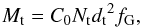 Mathematical equation: \begin{equation} M_{\rm t}=C_0 {N_{\rm t}} {d_{\rm t}}^2 f_{\rm G} \label{C0 coefficient} , \end{equation}