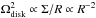 Mathematical equation: \hbox{$\Omega_{\rm disk}^2\propto \Sigma/R\propto R^{-2}$}