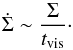 Mathematical equation: \begin{equation} \dot{\Sigma}\sim\frac{\Sigma}{t_{\rm vis}}\cdot\label{sigma} \end{equation}