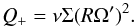 Mathematical equation: \begin{equation} Q_+ = \nu \Sigma (R \Omega')^2. \label{eq5} \end{equation}