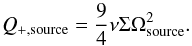 Mathematical equation: \begin{equation} Q_{\rm+,source} = \frac{9}{4} \nu \Sigma \Omega_{\rm source}^2. \label{eq6} \end{equation}