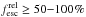 Mathematical equation: \hbox{$f^{\rm rel}_{\rm esc}\ge 50{-}100\%$}