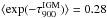 Mathematical equation: \hbox{$\langle \exp(-\tau_{900}^{\rm IGM})\rangle =0.28$}
