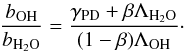 Mathematical equation: \begin{equation} \frac{b_\OH}{b_\HHO} = \frac{\gamma_{\rm PD}+\beta\Lambda_\HHO}{(1-\beta)\Lambda_\OH} \label{eq:ratioOfSlopes} \cdot \end{equation}