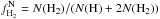 Mathematical equation: \hbox{$f^{\rm N}_\HH = N(\HH)/(N(\H)+2N(\HH))$}