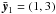 Mathematical equation: \hbox{$\bar{\vec{y}}_1 = (1,3)$}