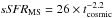 Mathematical equation: \hbox{$\textit{sSFR}_{\rm MS}=26\times t_{\rm cosmic}^{-2.2}$}