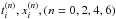 Mathematical equation: \hbox{$t^{(n)}_{i}, x^{(n)}_{i}, (n=0,2,4,6)$}