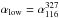 Mathematical equation: \hbox{$\rm \alpha_{low}=\alpha_{116}^{327}$}