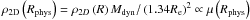 Mathematical equation: \hbox{$\rho_{\rm 2D}\left( R_{\mbox{\scriptsize{phys}}} \right)=\rho_{2D}\left( R \right)M_{\scriptsize{\mbox{dyn}}}/ \left(1.34 R_{\rm e}\right)^{2}\propto\mu\left( R_{\mbox{\scriptsize{phys}}}\right)$}