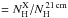 Mathematical equation: \hbox{$= N_{\rm H} ^{\rm X}/N_{\rm H} ^{\mathrm{\,21\,cm}}$}