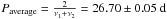 Mathematical equation: \hbox{$P_{\rm average} = \frac{2}{\nu_1 + \nu_2} = 26.70 \pm 0.05~{\rm d}$}