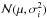 Mathematical equation: \hbox{$\mathcal{N}(\mu, \sigma_i^2)$}
