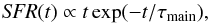 Mathematical equation: \begin{equation} {\it SFR}(t) \propto t\exp(-t/\tau_{\rm main}), \end{equation}