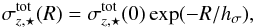Mathematical equation: \begin{equation} \protect\label{eqn:m13b} \sigma_{z\rm, \star}^{\rm tot}(R)=\sigma_{z\rm, \star}^{\rm tot}(0)\exp(-R/h_{\sigma}), \end{equation}