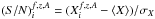 Mathematical equation: \hbox{$({S/N})_i^{f,z,A} = (X_i^{f,z,A} - \langle X\rangle)/\sigma_{X}$}