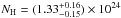 Mathematical equation: \hbox{$N_{\rm H} = (1.33_{-0.15}^{+0.16}) \times 10^{24}$}
