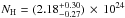 Mathematical equation: \hbox{$N_{\rm H}= (2.18_{-0.27}^{+0.30})\,\times\, 10^{24}$}