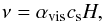 Mathematical equation: \begin{equation} \nu = \alpha_{\rm vis} c_{\rm s} H , \label{eq5} \end{equation}