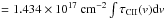 Mathematical equation: \hbox{$= 1.434\times10^{17}\pcc \int \tau_{\rm C II}(v) {\rm d}v$}