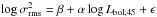 Mathematical equation: \hbox{$\log \sigma_{\mathrm{rms}}^{2}=\beta+\alpha\log L_{\mathrm{bol,45}}+\epsilon$}