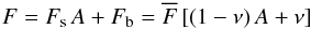 Mathematical equation: \begin{equation} \label{flux} F = F_{\rm s} \, A + F_{\rm b} = \overline{F} \, [(1- \nu) \, A + \nu] \end{equation}