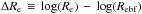 Mathematical equation: \hbox{$\mathrm{\Delta \re \, \equiv \, log(\re)\,-\, log(\re{_{bf}})}$}