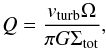 \begin{equation} Q=\frac{v_{\rm turb} \Omega}{\pi G \Sigma_{\rm tot}} , \end{equation}