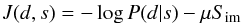 \appendix \setcounter{section}{2} \begin{eqnarray} J(d,s) = -\log{P(d|s)} - \mu S_{\mathrm{im}} \end{eqnarray}