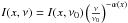 \hbox{$I(x,\nu) = I(x,\nu_{0}) \left(\frac{\nu}{\nu_{0}}\right)^{-\alpha(x)}$}