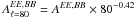 \hbox{$A^{EE,BB}_{\ell=80}=A^{EE,BB}\times80^{-0.42}$}