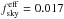 \hbox{$\fskyeff=0.017$}