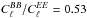 \hbox{$C_\ell^{BB}/C_\ell^{EE}=0.53$}