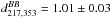 \hbox{$d^{BB}_{217,353}=1.01\pm0.03$}
