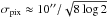 \hbox{$\sigma_{\rm pix}\approx10\arcsec/\sqrt{8\log{2}}$}