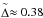 \hbox{$\tilde{\Delta} \approx 0.38$}