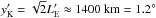 \hbox{$y'_{\rm K} =\sqrt{2}L'_{\rm E} \approx 1400~{\rm km} = 1.2 ^{\circ}$}