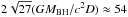 \hbox{$2\sqrt{27} (\rgd) \approx 54$}