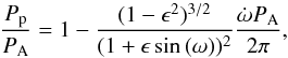 \appendix \setcounter{section}{1} \begin{equation} \label{eqperiod} \frac{P_{\rm p}}{P_{\rm A}} = 1 - \frac{(1-\epsilon^2)^{3/2}}{(1 + \epsilon \sin\,(\omega))^2} \frac{\dot{\omega} P_{\rm A}}{2 \pi}, \end{equation}