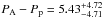 \hbox{$P_{\rm A} - P_{\rm p} = 5.43^{+4.72}_{-4.71}$}