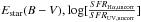 \hbox{$E_{\rm star}(B-V), \log[\frac{SFR_{\rm H\alpha,uncorr}}{SFR_{\rm UV,uncorr}}]$}