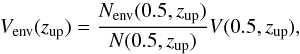 \appendix \setcounter{section}{2} \begin{equation} V_\mathrm{env}(z_\mathrm{up})= \frac{N_\mathrm{env}(0.5,z_\mathrm{up})} {N(0.5,z_\mathrm{up})} V(0.5,z_\mathrm{up}), \end{equation}