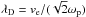 \hbox{$\lambda_{\rm D}=v_{\rm e}/(\sqrt{2}\omega_{\rm p})$}