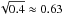\hbox{$\sqrt{0.4}\approx0.63$}