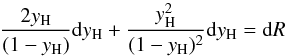 \appendix \setcounter{section}{2} \begin{equation} {2\yH \over (1-\yH)} {\dd\yH} + {\yH^2 \over (1-\yH)^2} {\dd\yH } = \dd R \label{dyeq} \end{equation}