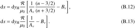 \appendix \setcounter{section}{2} \begin{eqnarray} \label{dsdh111}&&\dd s=\dd\yH{{\cal R}\over\mu_0}\left[{1\over A_v}{(n-3/2)\over(n+3/2)} - B_v\right], \\ \label{dsdh222} &&\dd s=\dd\yH{{\cal R}\over\mu_0}\left[{1\over A_v}- B_v\right]. \end{eqnarray}